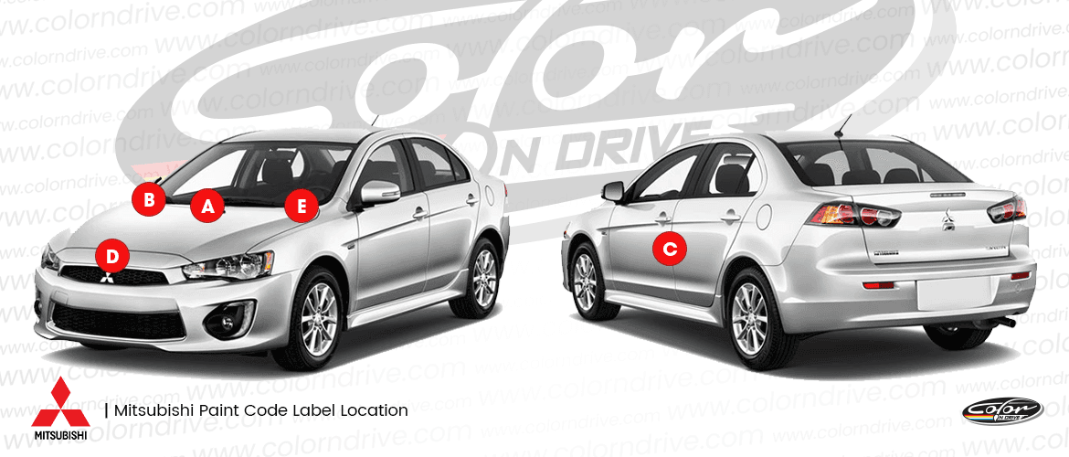 MITSUBISHI paint code label location diagram